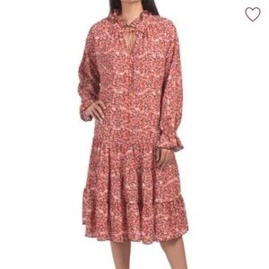 O.P.T floral poppy boho prairie ruffle dress.